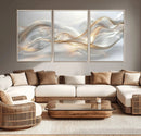 Abstract art Grey and Gold Lines Wall Art
