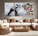 Banksy Art Behind the Curtain Street Wall Art Canvas Print |