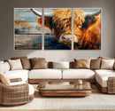 Highland Cow Abstract Canvas Wall Art – Bold Farmhouse