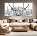 Rustic Charm | Cow Longhorn Black White Bighorn Wall Art