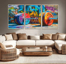 Fitness Gym Barbell Graffiti Wall Art Canvas Print