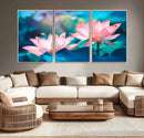 Pink Lotus Flower Canvas Wall Art | Vibrant Floral Wall