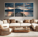 Mountain Lake Wood Pier Canvas Wall Art Nature Lake Print