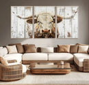 Rustic Longhorn Bull Wall Art Canvas Set – Western-Inspired