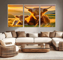 Scottish Cow and Baby Cow Canvas Wall Art Animal Print