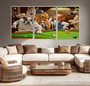 Dogs Playing Pool Canvas Wall Art Funny Gifts Dog Print