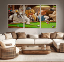 Dogs Playing Pool Canvas Wall Art Funny Gifts Dog Print