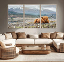 Highland Cow Horn Farm Wall Art Canvas Print