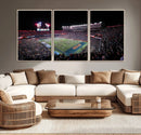 Ben Hill Griffin Stadium Night Game Triple Canvas Wall Art -