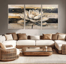 Abstract Lotus Flower Wall Art Canvas Print, Meditation Yoga