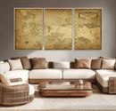 Vintage Game of Thrones Map Wall Art | Westeros and Essos