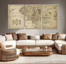 Vintage Middle Earth Map Wall Art Canvas – Lord of the Rings