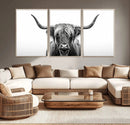 Highland Wall Art Canvas Print – Minimalist Black and White