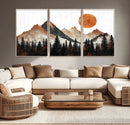Modern Abstract Mountain Canvas Wall Art Print, Abstract