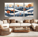 Abstract Winter Landscape Canvas Wall Art Print -  Large