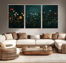 Framed Wildflower Field Wall Art, Framed Vintage Botanical