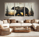 Vintage Bear Wall Art Canvas Print for Farmhouse - Mountain