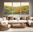 YAYOI KUSAMA Colorful Dot Art Landscape Canvas - Framed