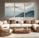 Waves Abstract Wall Art Print, Modern Framed Abstract Canvas