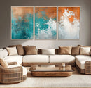 Vintage Abstract Print - Bold Teal and Orange Canvas Wall