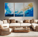 Blue Abstract Print - Dynamic Ocean-Inspired Canvas Wall Art