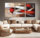 Abstract Wall Art - Modern Red and White Canvas Wall Art