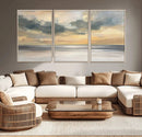 Modern Coastal Artwork with Vibrant Abstract Ocean Waves