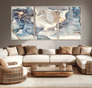 Abstract Blue and Gold Canvas Wall Art - Fluid Modern Ink