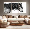 Black Horse Wall Art Canvas Print – Elegant Farmhouse Decor