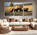 Grizzly Bear Family Wall Art Canvas Print – Majestic