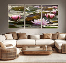 Lotus Flower Wall Art Canvas Print, Water Lily Large Wall