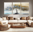 Silver Tree Wall Art – Framed Golden Leaves Canvas Artwork, by MyGreatCanvas | Canvas Wall Art Prints | Photo Prints & Wall Decor