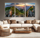 Mountain Sunset Panoramic Wall Art Canvas Print – Framed