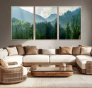 Misty Forest Mountain Wall Art Canvas Print – Framed Serene