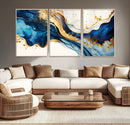 Blue Gold Flow Wall Art Canvas Print – Framed Marble Design by MyGreatCanvas | Canvas Wall Art Prints | Photo Prints & Wall Decor