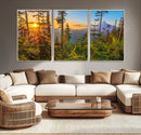 Forest Sunset Wall Art Canvas Print – Green Pines Sunset