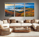 Autumn Mountains Wall Art Canvas Print – Foggy Peaks