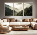 Misty Valley Wall Art Canvas Print – Foggy Forest Pine Trees