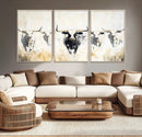 Texas Longhorn Wall Art Canvas Print – Rustic Western Bull