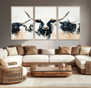 Texas Longhorn Wall Art Canvas Print – Majestic Horned Bull