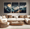 Moonlit Mountain Wall Art Canvas Print – Silhouetted Pines