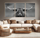 Texas Longhorn Wall Art Canvas Print – Framed Western Bull