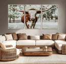 Texas Longhorn Wall Art Canvas Print – Framed Spotted Bull