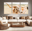 Texas Longhorn Wall Art Canvas Print – Framed Spotted Cow