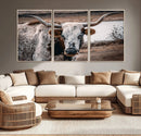 Texas Longhorn Wall Art Canvas Print – Framed Spotted Bull