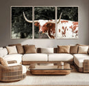 Texas Longhorn Wall Art Canvas Print – Framed Spotted Bull