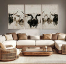 Longhorn Cattle Wall Art Canvas Print – Framed Bison Herd