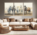 Wild Horses Wall Art Canvas Print, Framed Running Horses Art