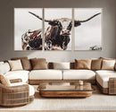 Texas Longhorn Wall Art – Framed Spotted Bull Canvas by MyGreatCanvas | Canvas Wall Art Prints | Photo Prints & Wall Decor