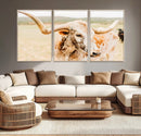 Texas Longhorn Wall Art Canvas Print – Framed Speckled Cow